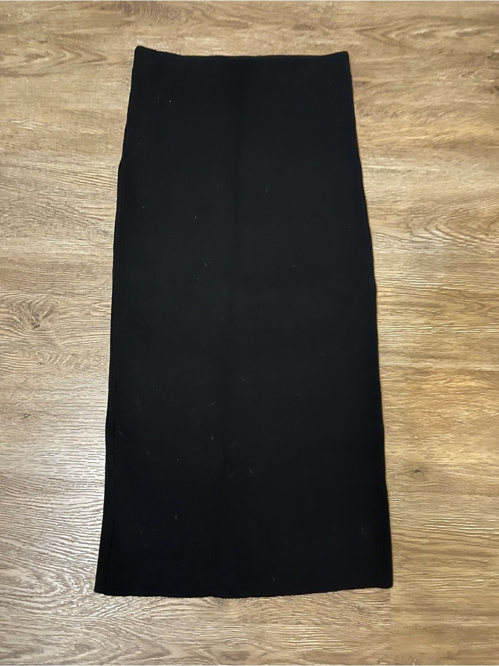 Double Zero Black Ribbed Midi Pencil Skirt